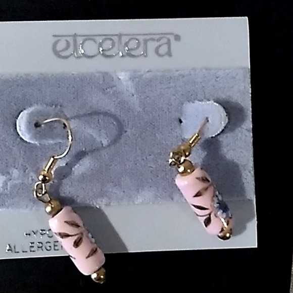 VINTAGE Earrings / Elcelera Pierced Earrings Ceramic Bead / NEW on Original Card - Picture 8 of 13